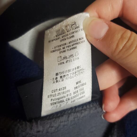 Patagonia Synchilla Men's Grey Vest with Zippered Pockets Large Navy Trim VTG - Picture 7 of 13